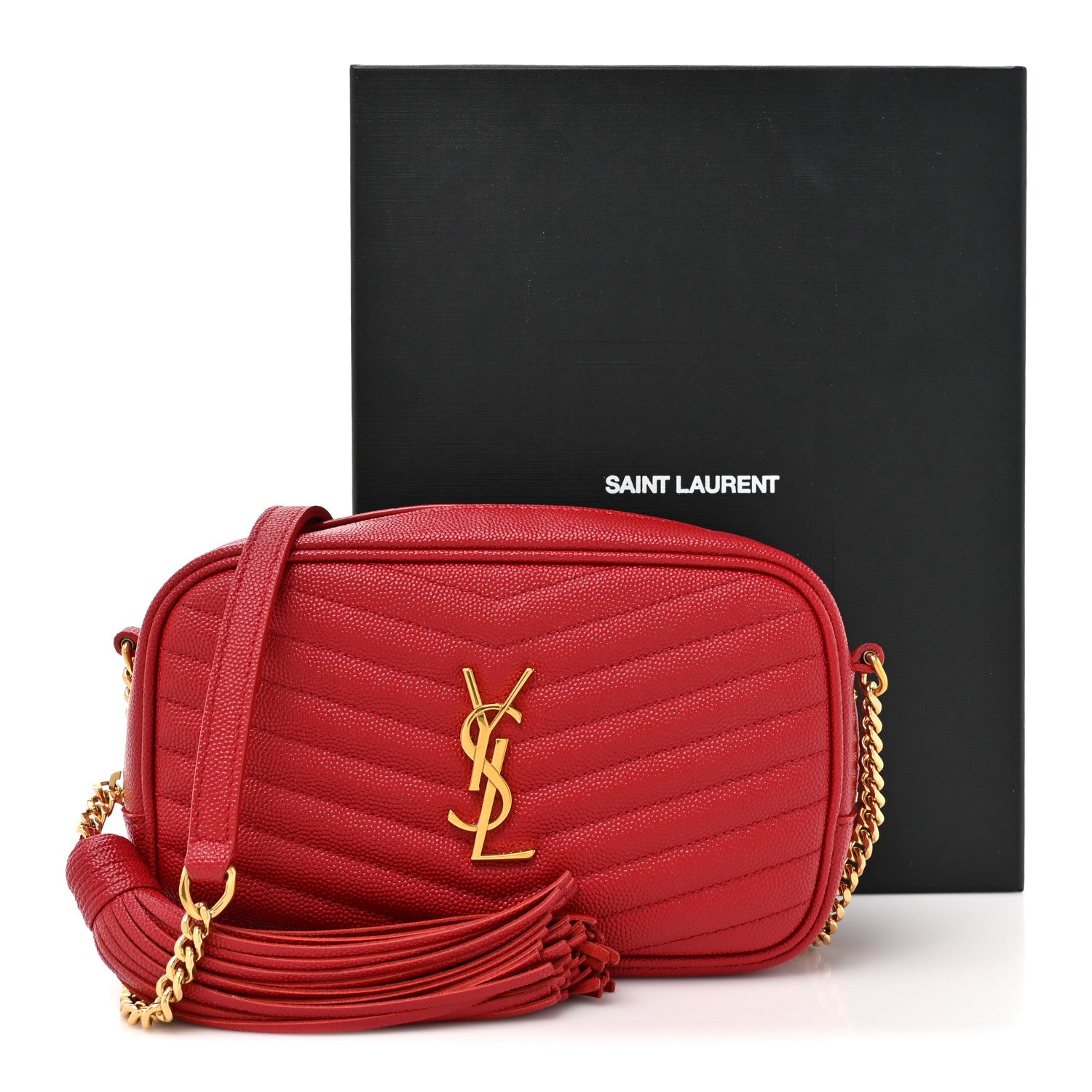 Saint Laurent Grain De Poudre Matelasse Monogram Mini Lou Camera Bag Eros Red 11 of 11