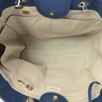 Chanel Cotton Medium Deauville Tote Blue White 6 of 12