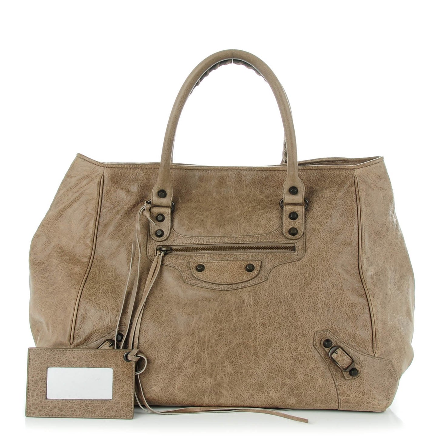 Agneau Classic Hardware Large Sunday Tote Gris Poivre