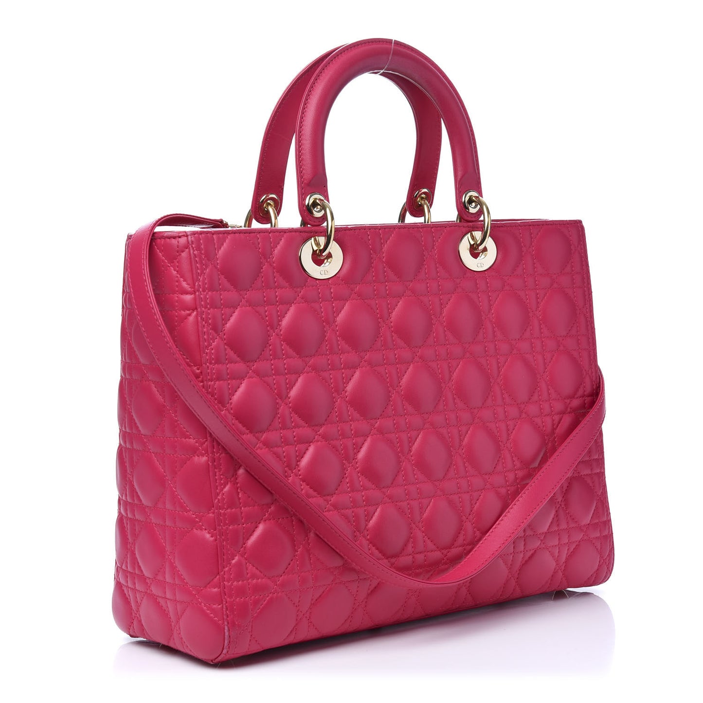 Lambskin Cannage Large Lady Dior Fuchsia