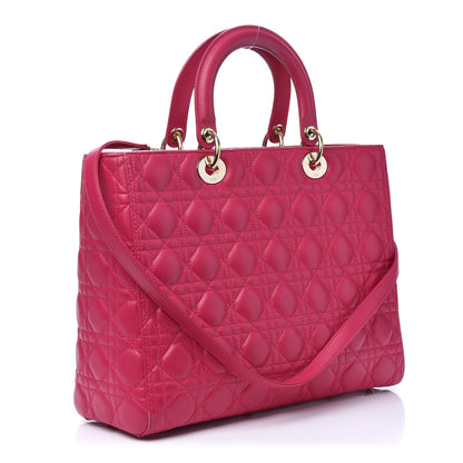 Christian Dior Lambskin Cannage Large Lady Dior Fuchsia 4 of 10