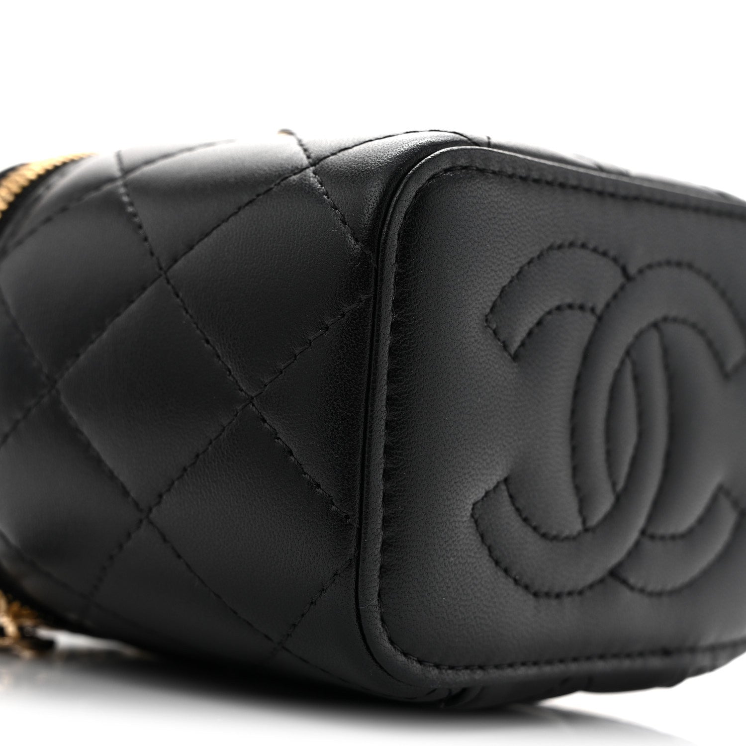 Chanel Lambskin Quilted Mini Enamel Vanity Case With Chain Black 9 of 11