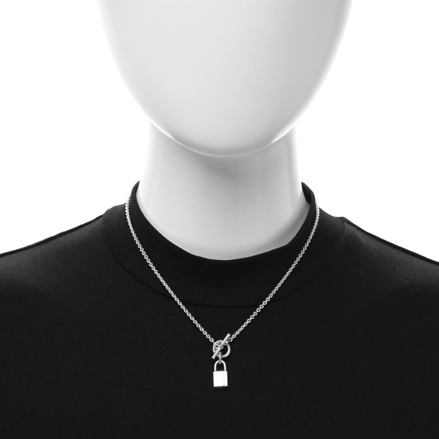 Hermes Sterling Silver Cadenas Kelly Lock Pendant Necklace 2 of 6