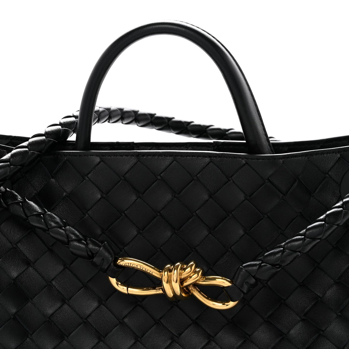 Nappa Intrecciato Medium Andiamo Shoulder Bag Black