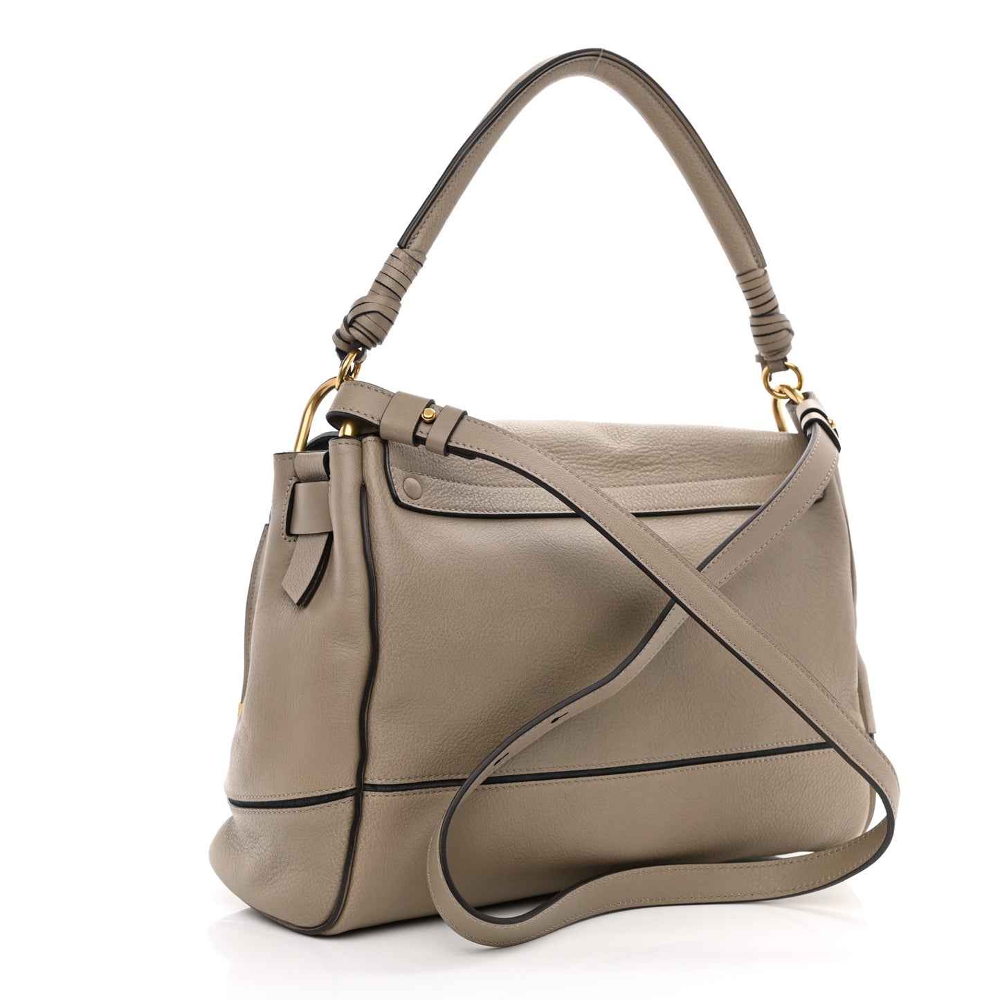 Calfskin Medium Owen Flap Bag Motty Grey