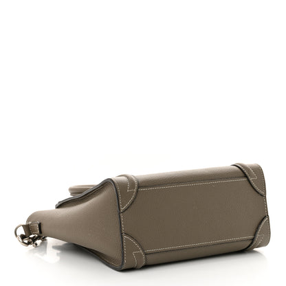 Celine Drummed Calfskin Nano Luggage Souris 4 of 18