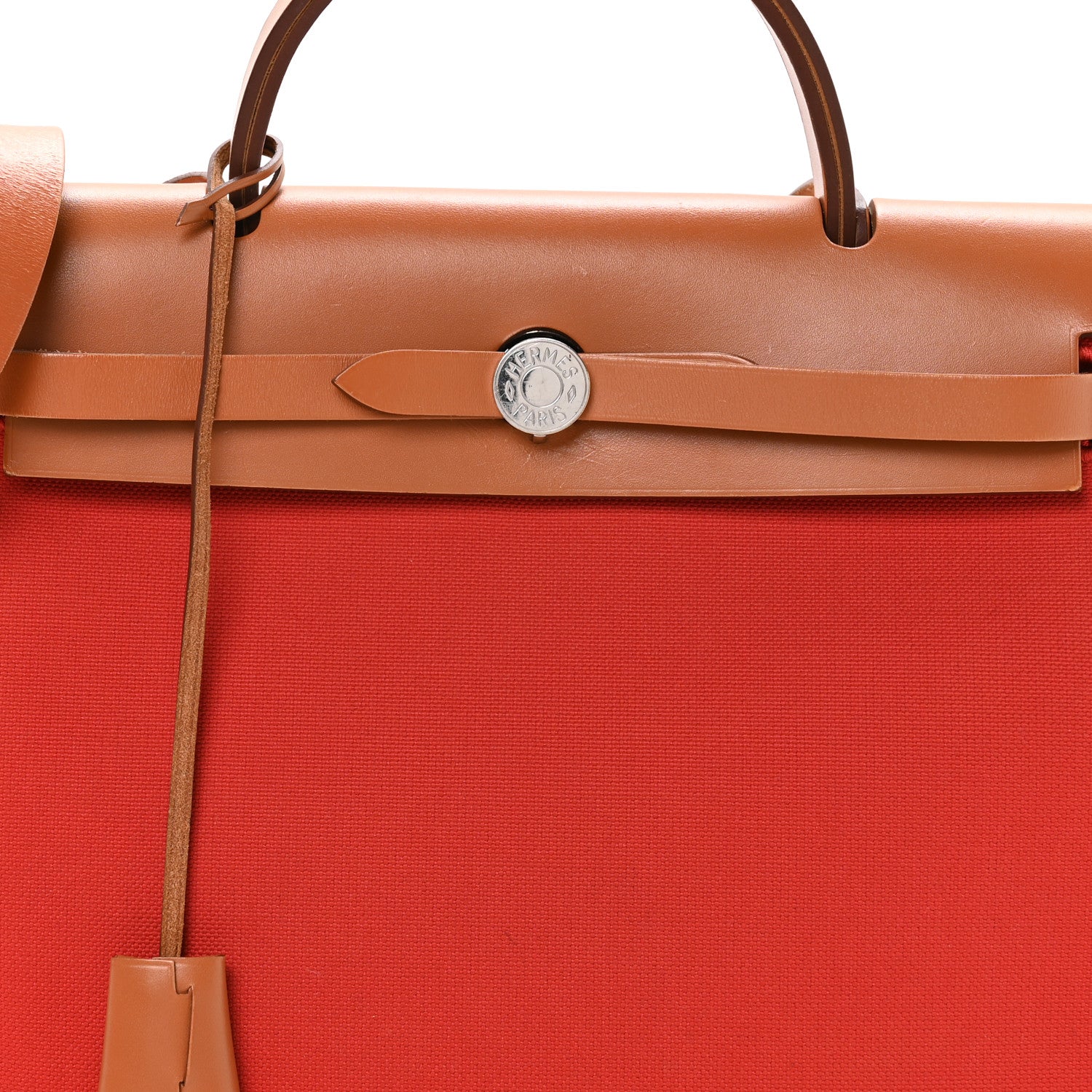 Hermes Vache Hunter Toile Herbag Zip 31 PM Rouge Tomate Natural 9 of 11