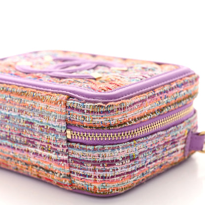 Chanel Tweed Lambskin CC Filigree Vanity Clutch With Chain Purple Multicolor 10 of 11