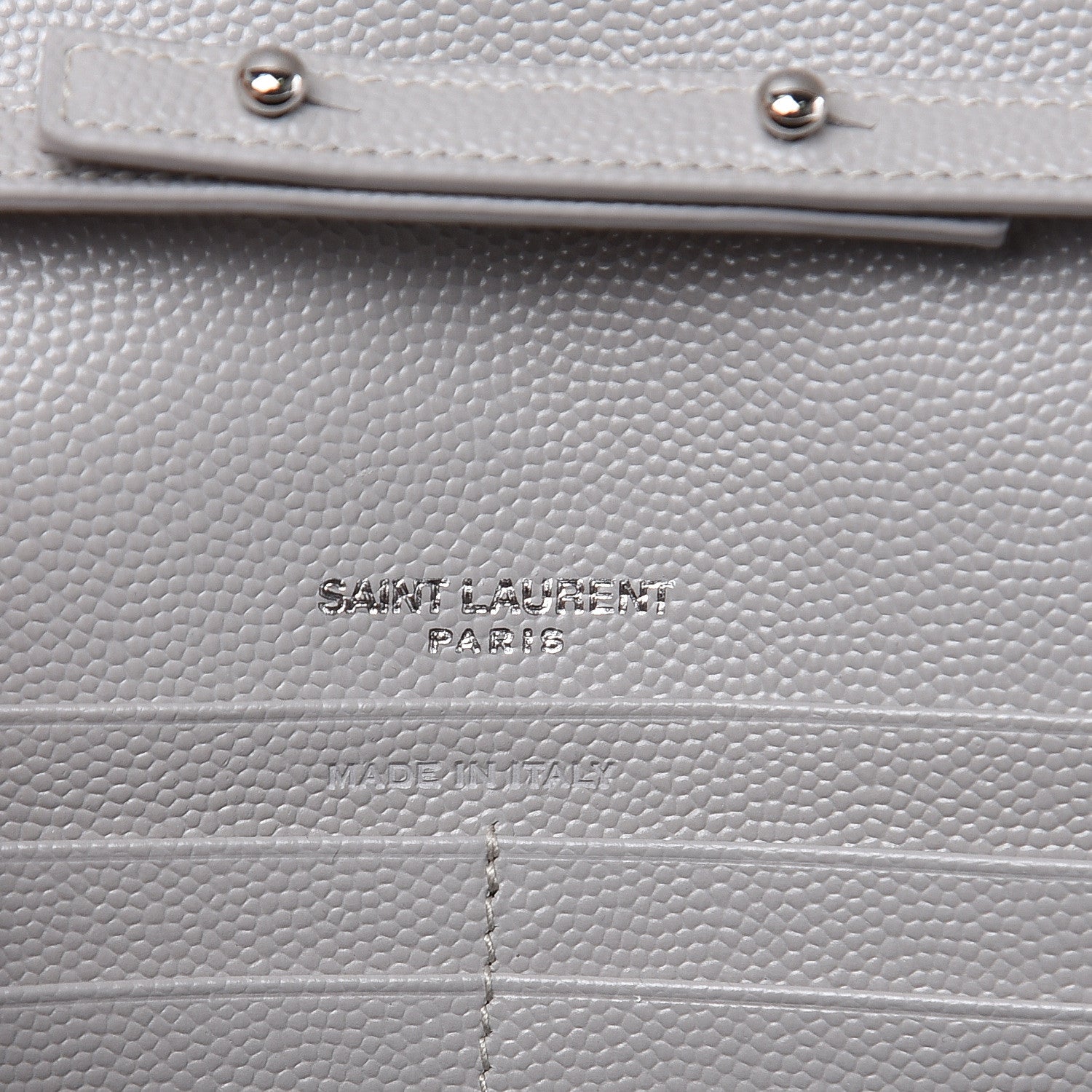 Saint Laurent Grain De Poudre Matelasse Chevron Monogram Chain Wallet Granite 6 of 10