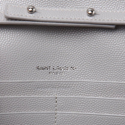 Saint Laurent Grain De Poudre Matelasse Chevron Monogram Chain Wallet Granite 6 of 10