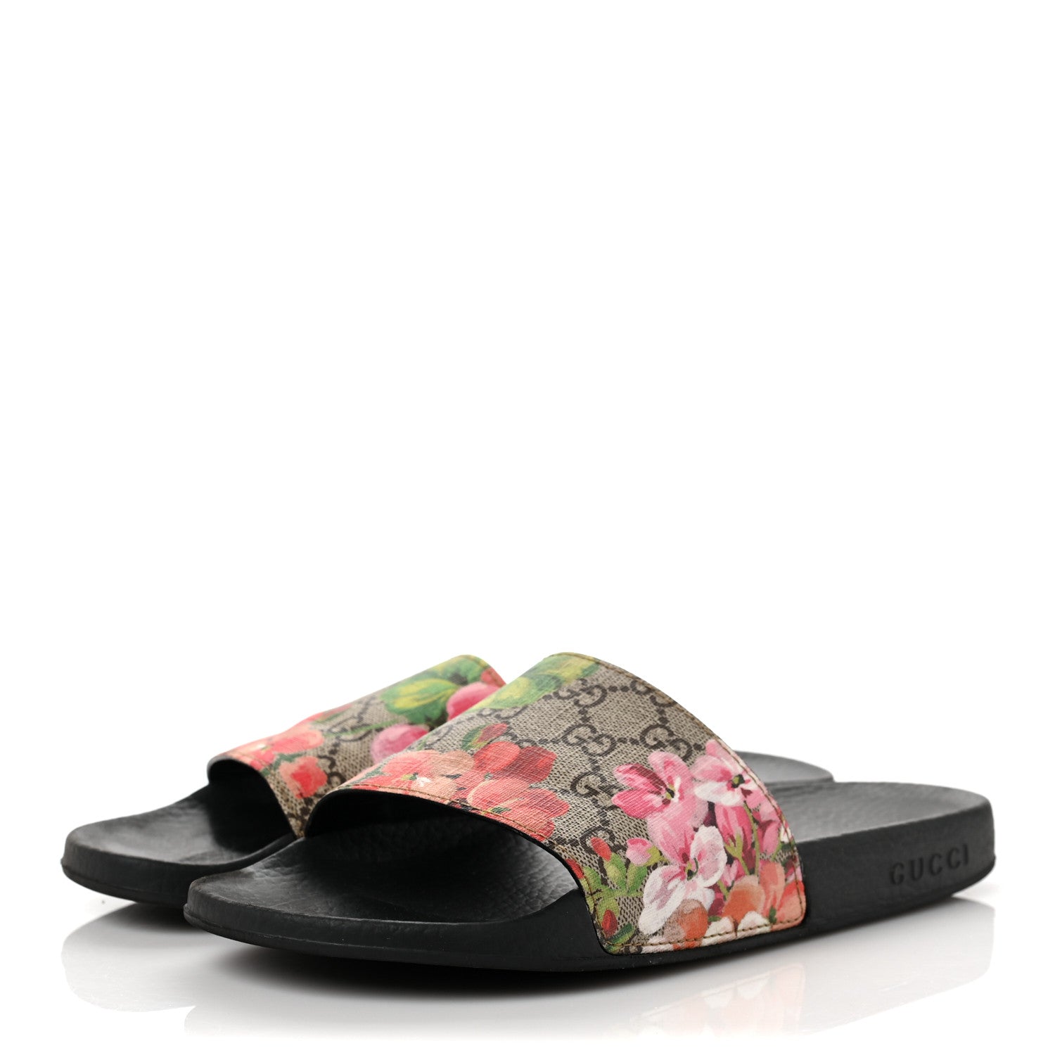 Gucci GG Supreme Monogram Blooms Slide Sandals 39 Beige Multicolor 3 of 7