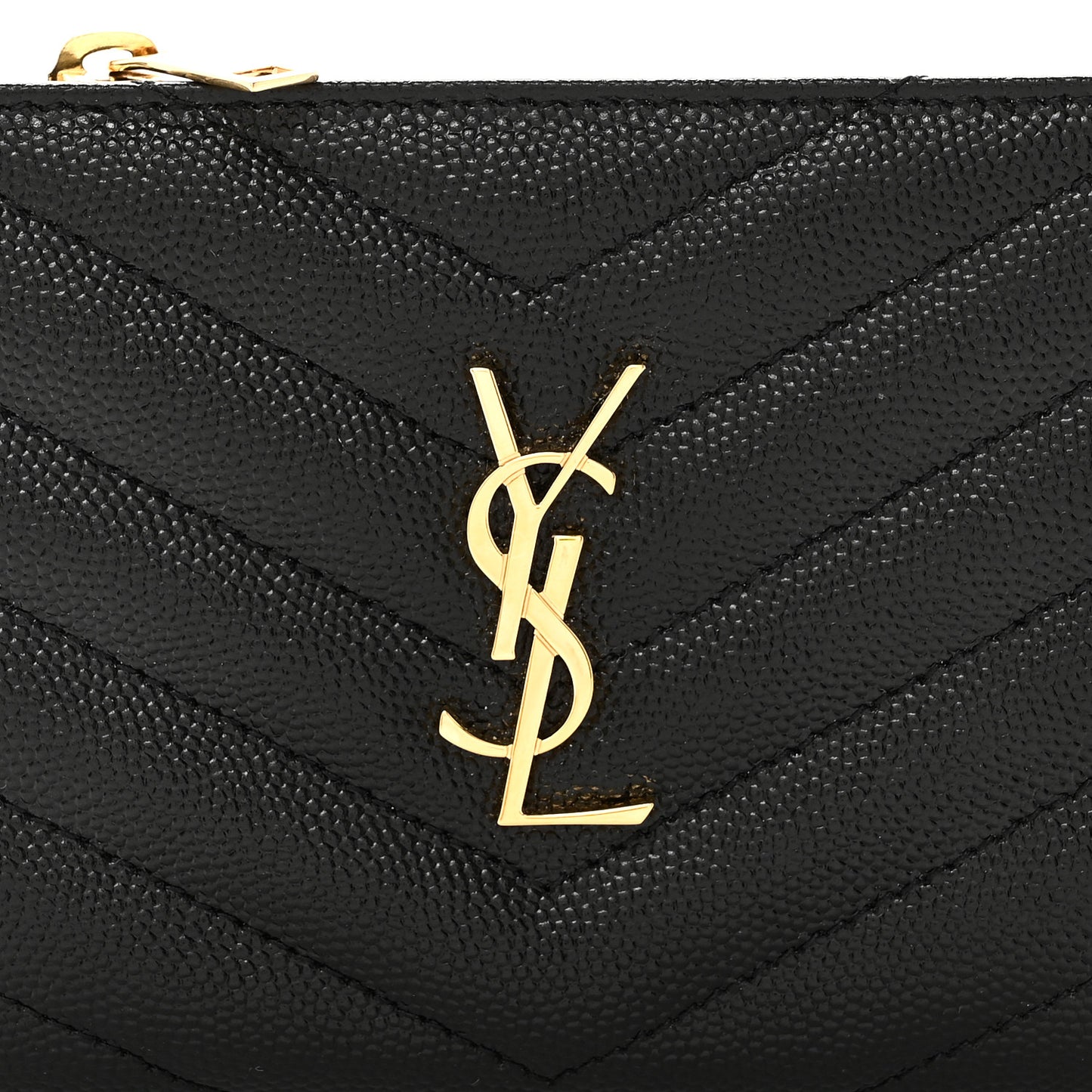 Grain De Poudre Matelasse Chevron Monogram Zipped Two-Part Wallet Black
