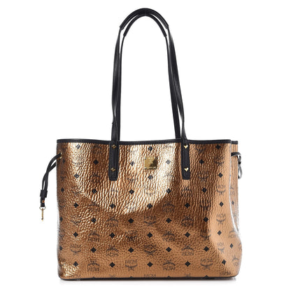 MCM Metallic Visetos Medium Shopper Tote Gold 1 of 11