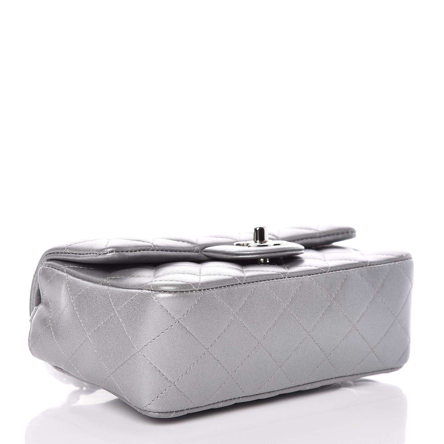 Chanel Metallic Lambskin Quilted Mini Rectangular Flap Silver 4 of 12
