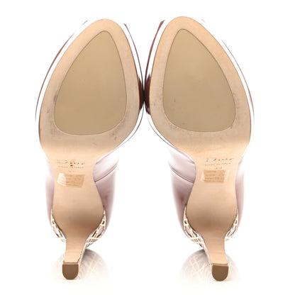 Christian Dior Patent Metal Cannage Peep Toe Pumps 39 Nude 5 of 13