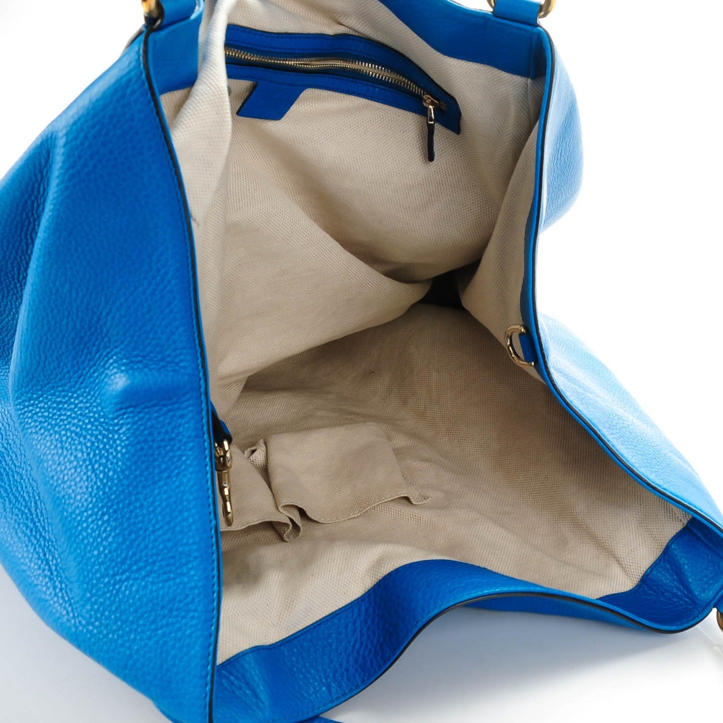Pebbled Calfskin Large Soho Shoulder Bag Riviera Blue