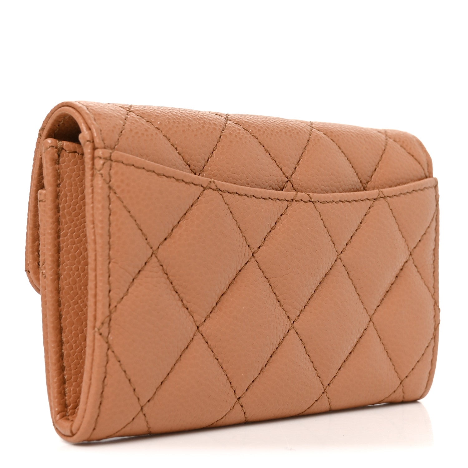 Chanel Caviar Quilted Flap Card Holder Wallet Brown 3 of 9