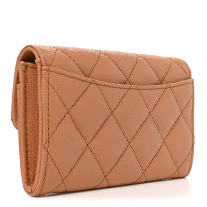 Chanel Caviar Quilted Flap Card Holder Wallet Brown 3 of 9