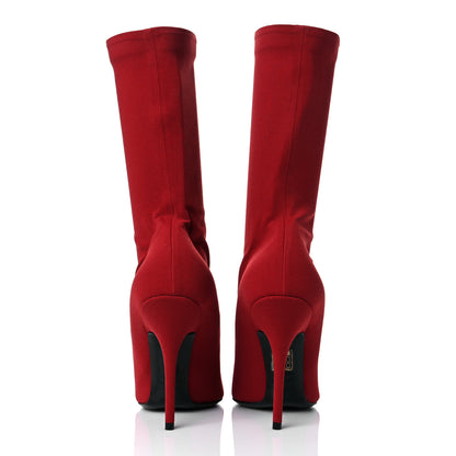 Balenciaga Jersey Crepe Extreme Pointed Toe Knife Booties 39 Rouge 5 of 8