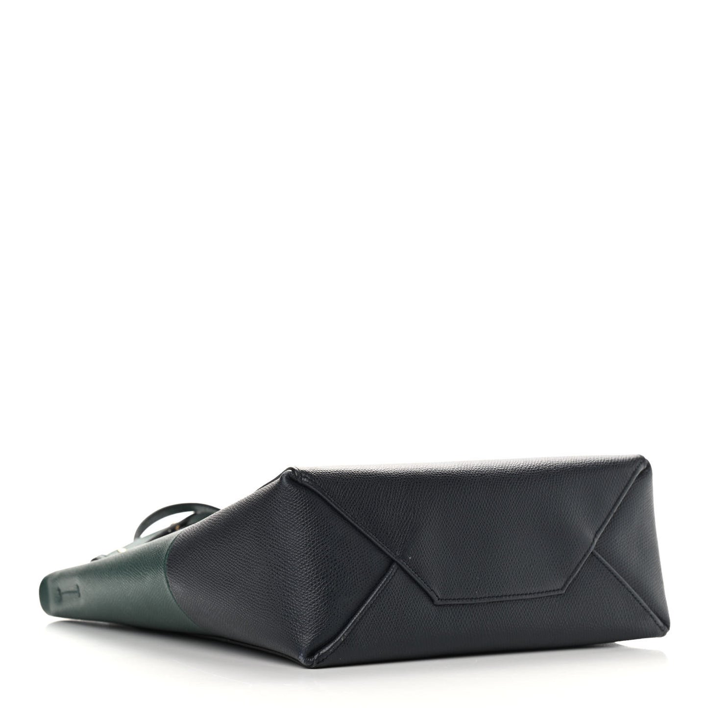 Grained Calfskin Small Vertical Bi-Cabas Dark Green Black