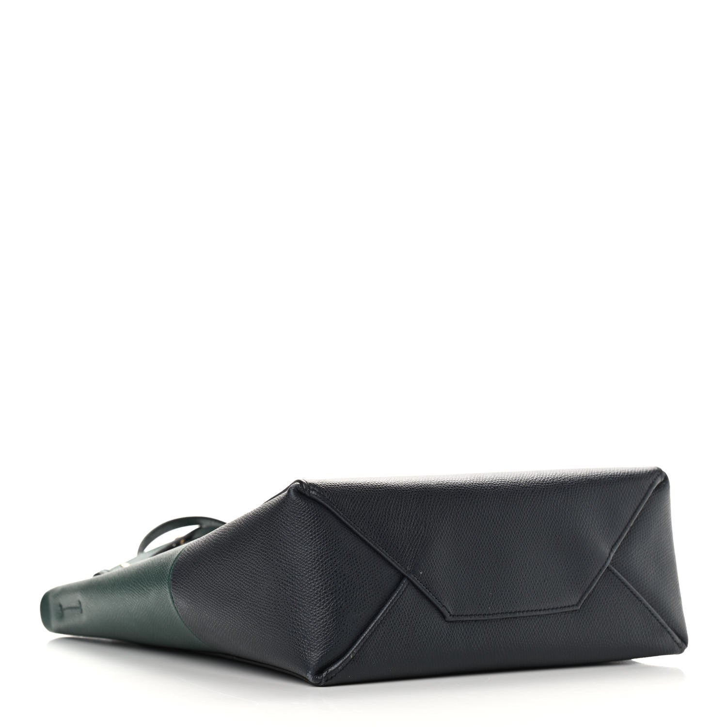 Celine Grained Calfskin Small Vertical Bi-Cabas Dark Green Black 4 of 11