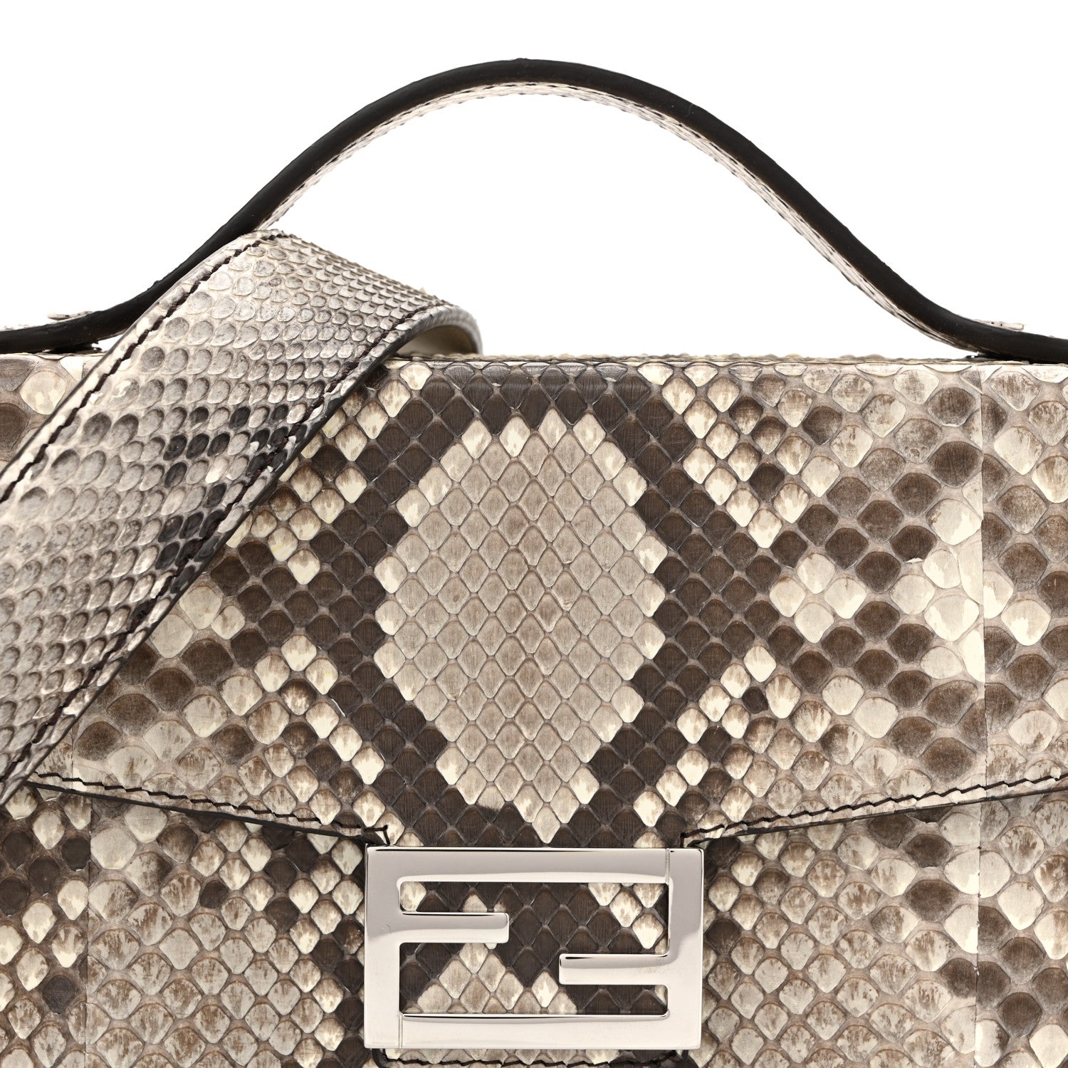 Fendi Snakeskin Baguette Soft Trunk White Camelia 1850131