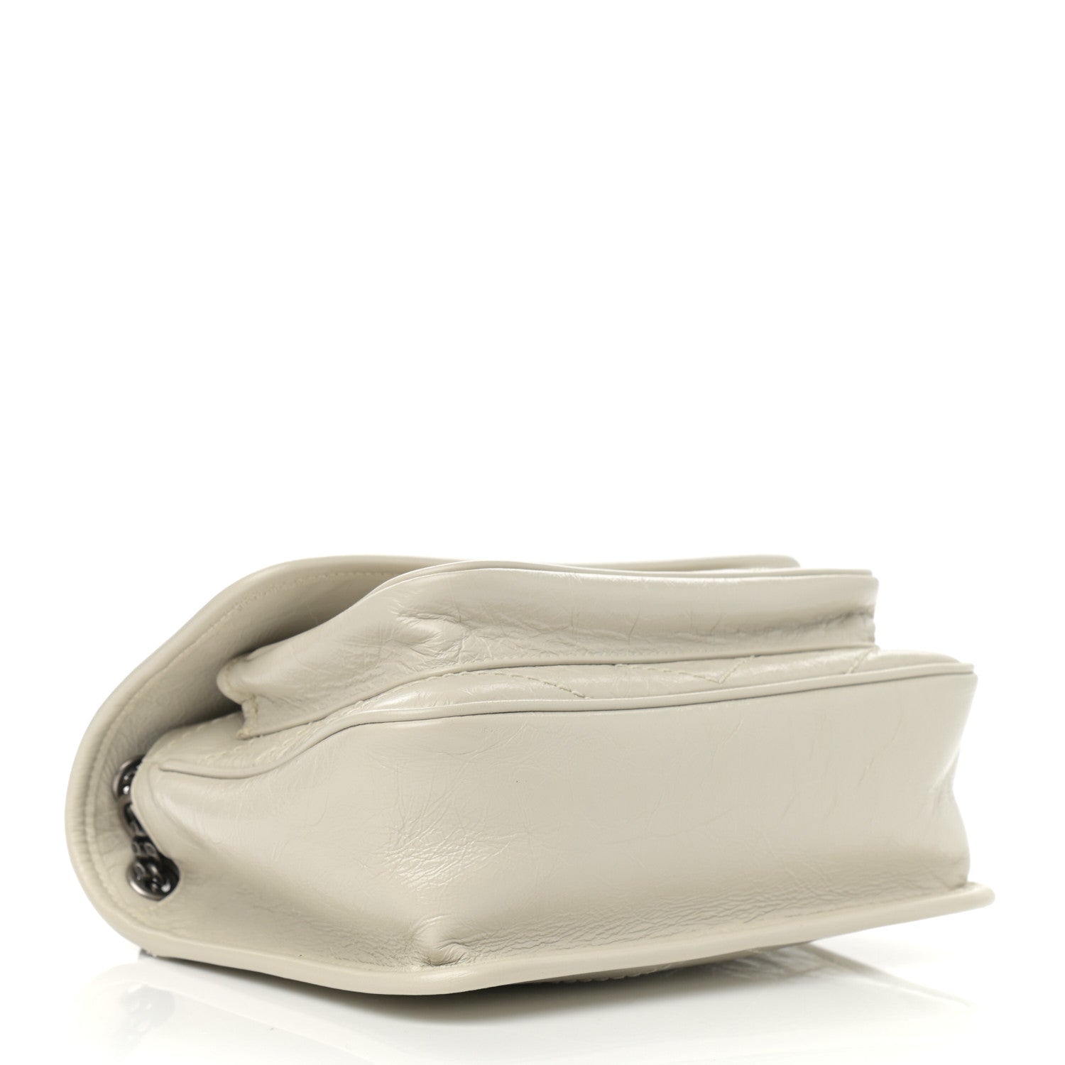 Saint Laurent Crinkled Calfskin Matelasse Monogram Baby Niki Chain Satchel Blanc Vintage 4 of 12