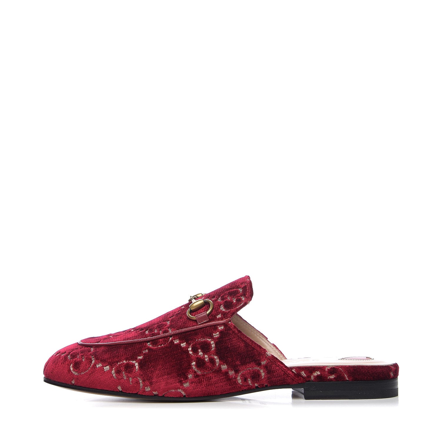Velvet GG Monogram Womens Princetown Slippers 36.5 Red Cipria