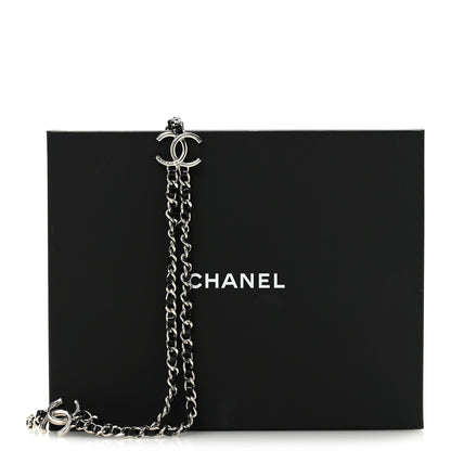 Chanel Metal Patent CC Double Chain Necklace Black Silver 6 of 6