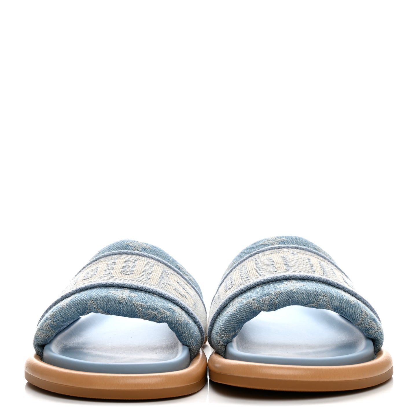 Monogram Denim LV Bliss Womens Comfort Mules 36.5 Turquoise