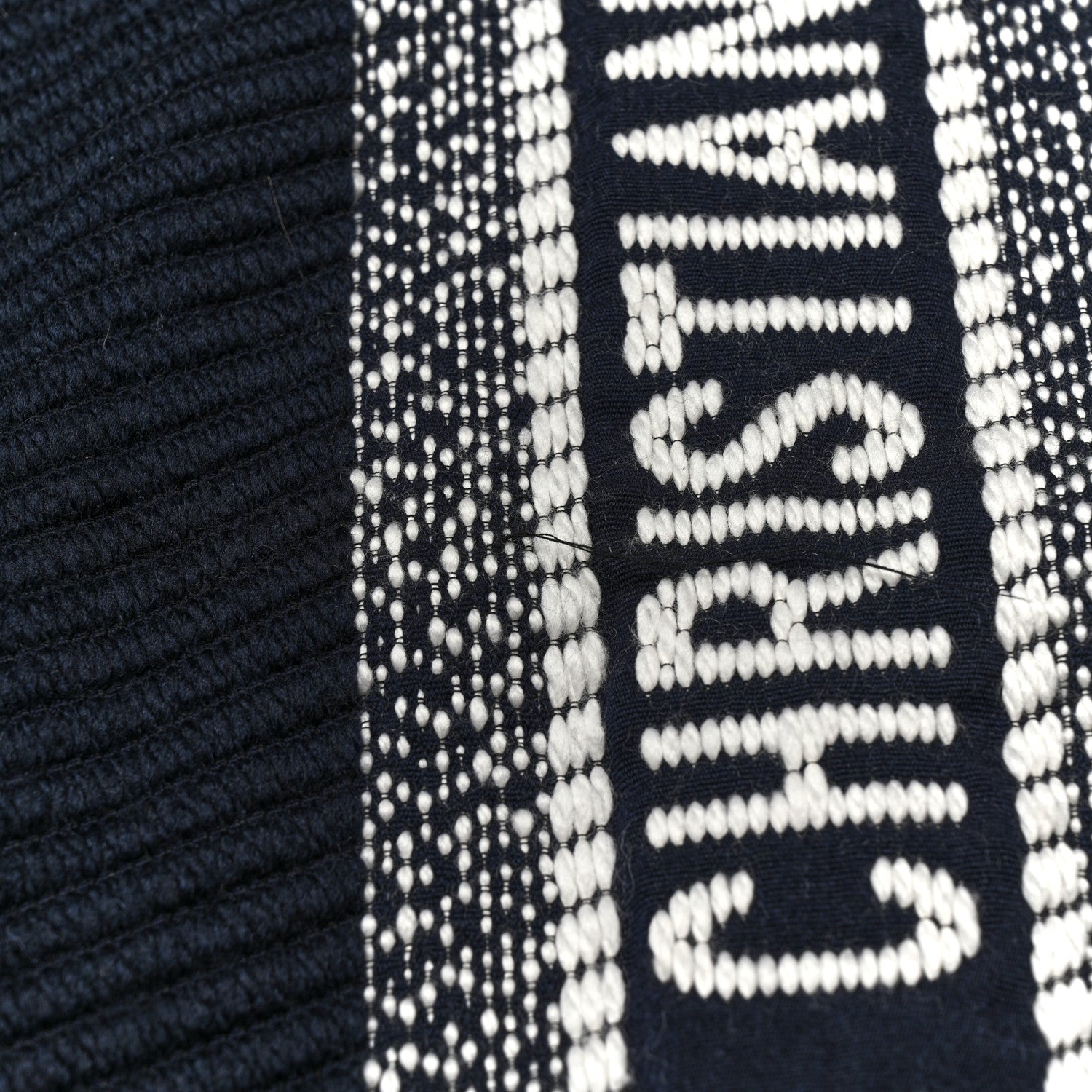 Christian Dior Wool Silk Oblique University Reversible Scarf Navy Blue 4 of 4