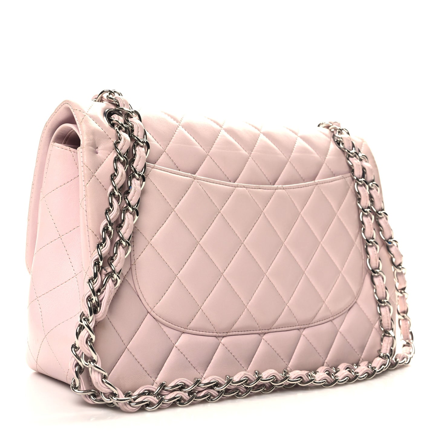Lambskin Quilted Jumbo Double Flap Light Pink