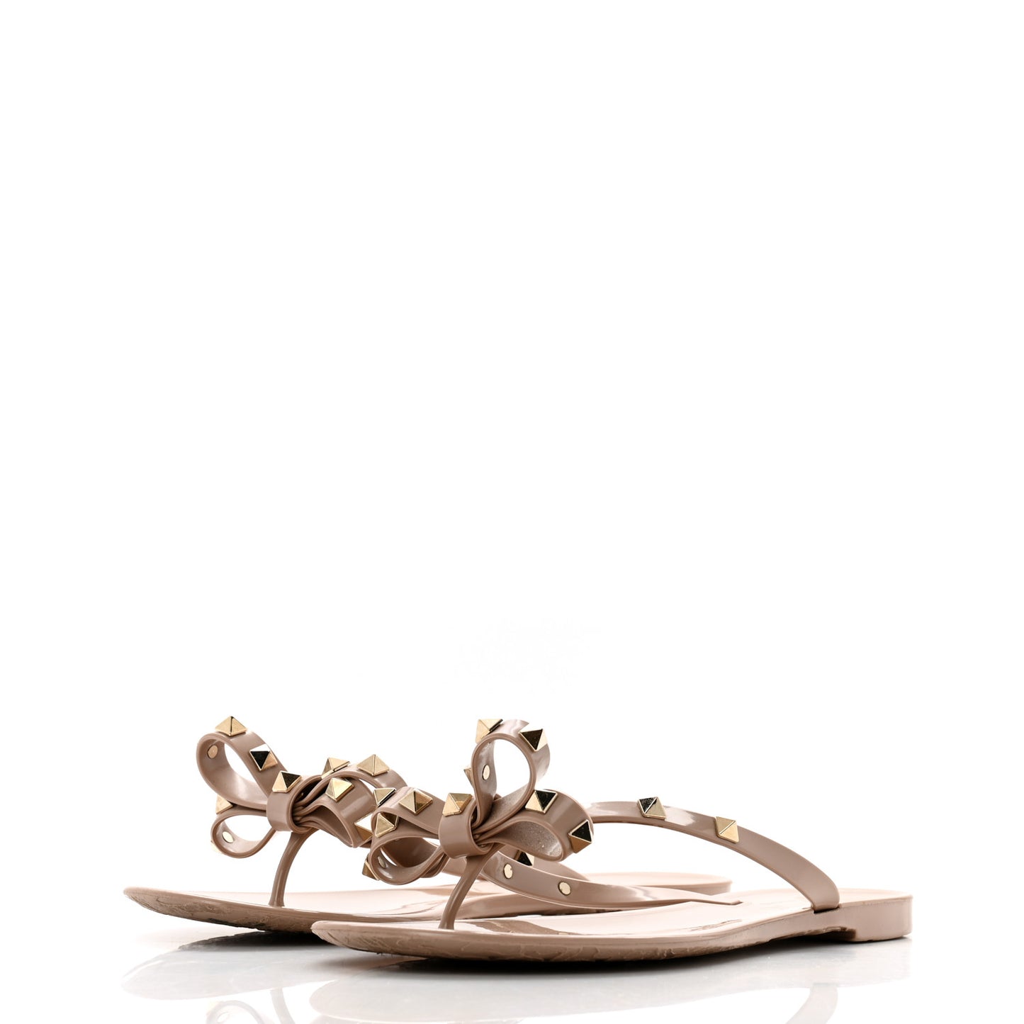 PVC Jelly Rockstud Bow Thong Sandals 39 Poudre