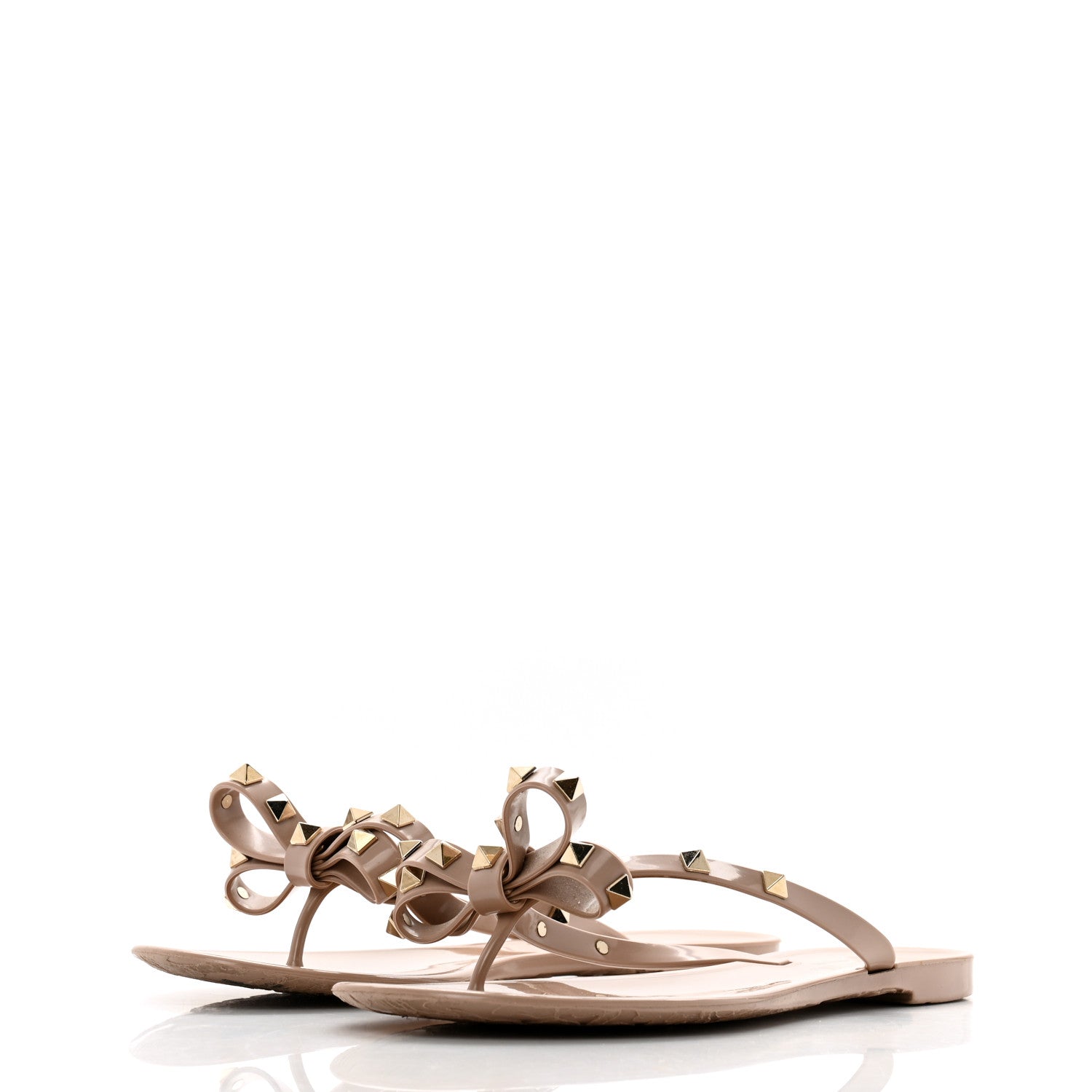 Valentino Garavani PVC Jelly Rockstud Bow Thong Sandals 39 Poudre 4 of 9