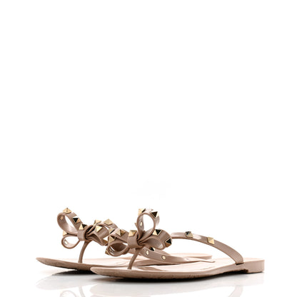Valentino Garavani PVC Jelly Rockstud Bow Thong Sandals 39 Poudre 4 of 9