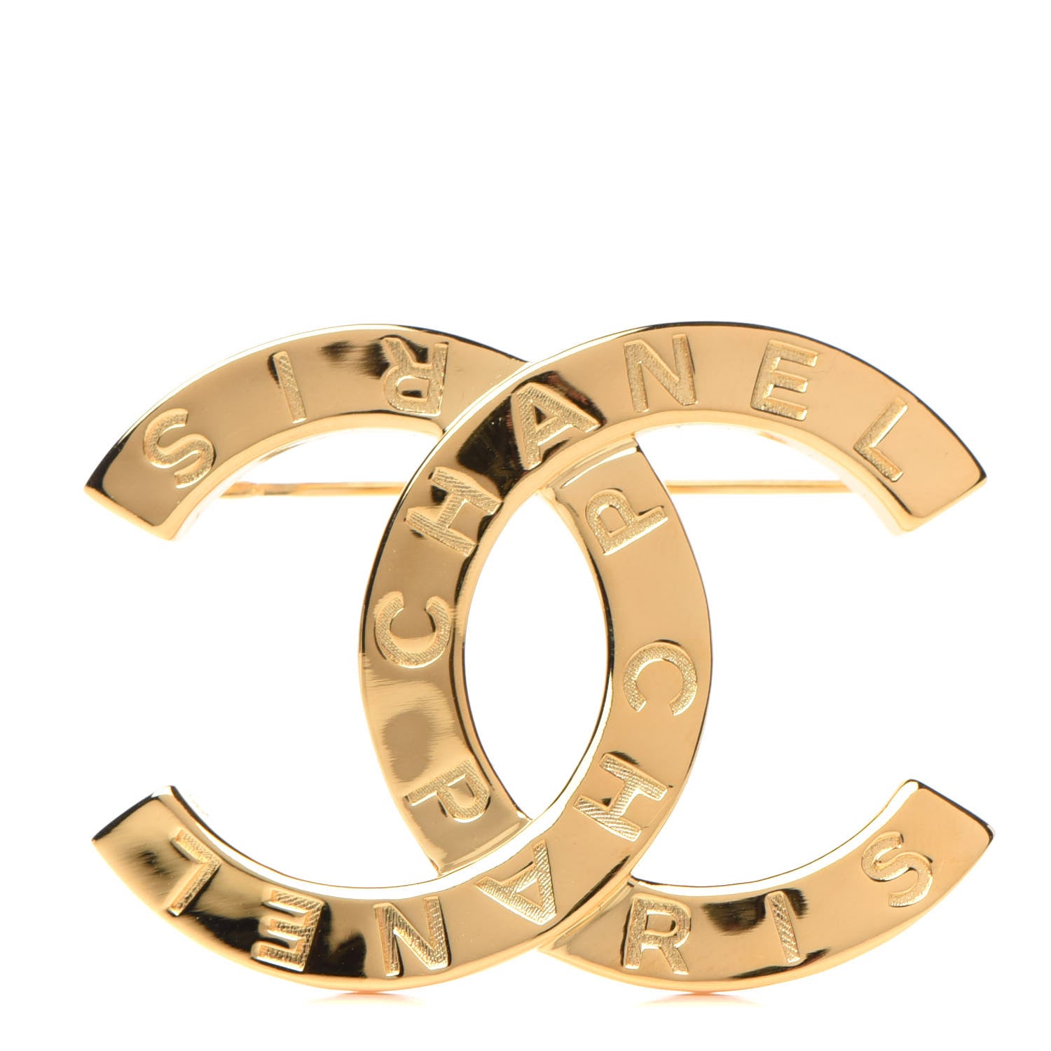 Chanel Metal Paris Button CC Large Brooch Gold 1 of 4