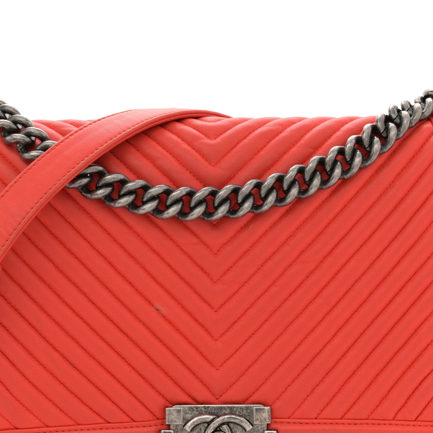 Chanel Calfskin Chevron Quilted New Medium Boy Flap Orange 8 of 21