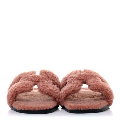 Hermes Woolskin Oran Sandals 38 Rose Aube 2 of 10