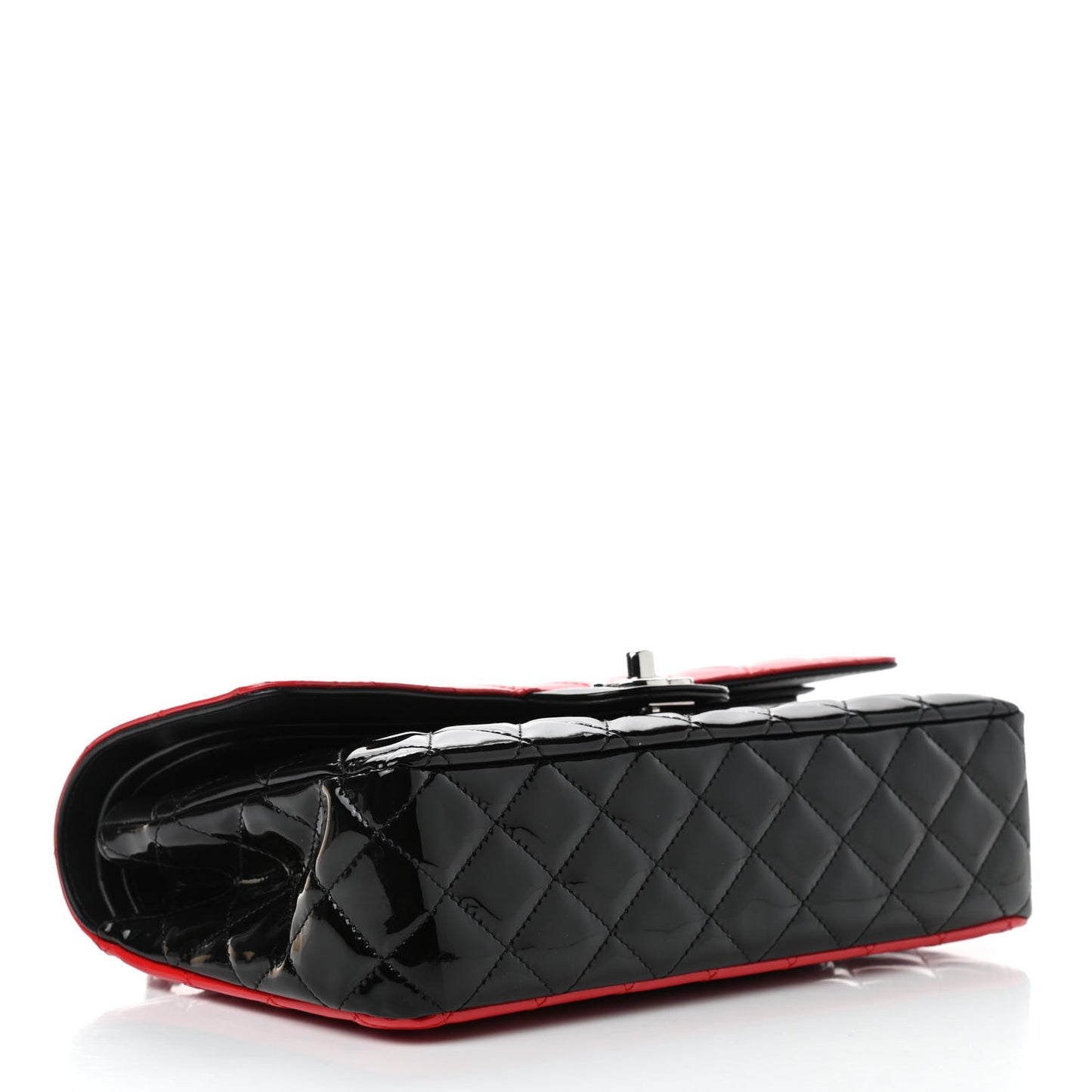 Patent Calfskin Quilted Bi-Color Medium Double Flap Red Black