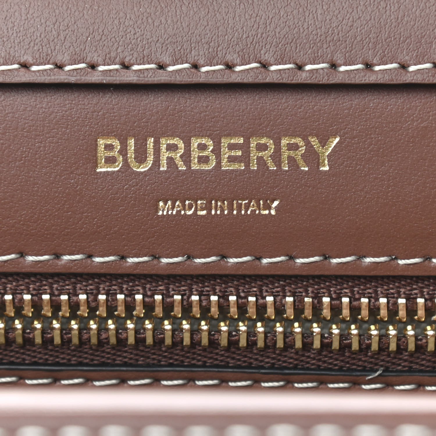 Burberry Canvas Smooth Calfskin Two Tone Mini Pocket Bag Natural Malt Brown 6 of 8