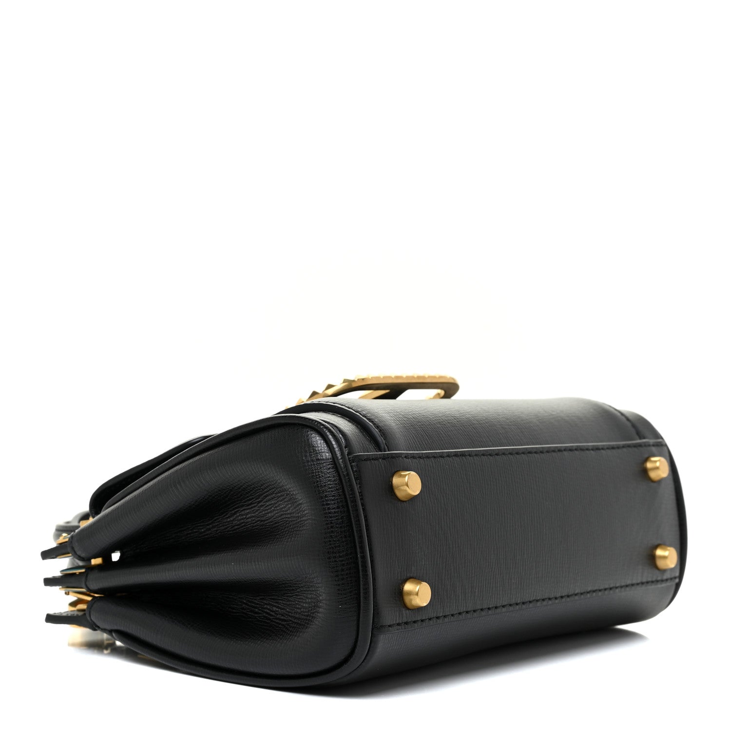 Valentino Garavani Grainy Calfskin Mini Rockstud Alcove Top-Handle Bag Black 4 of 11