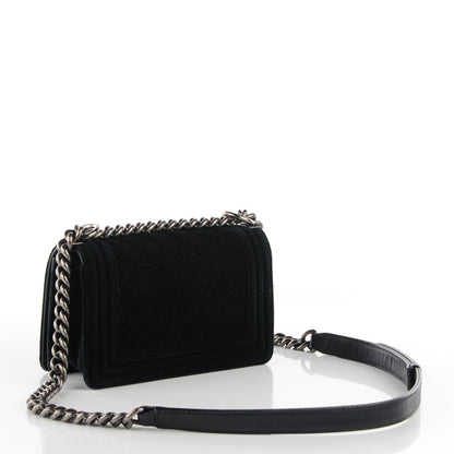 Chanel Velvet Quilted Small Boy Flap Black 3 of 8