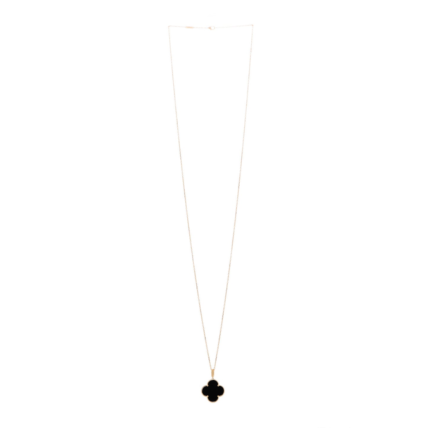 18K Yellow Gold Black Onyx Magic Alhambra Pendant Necklace