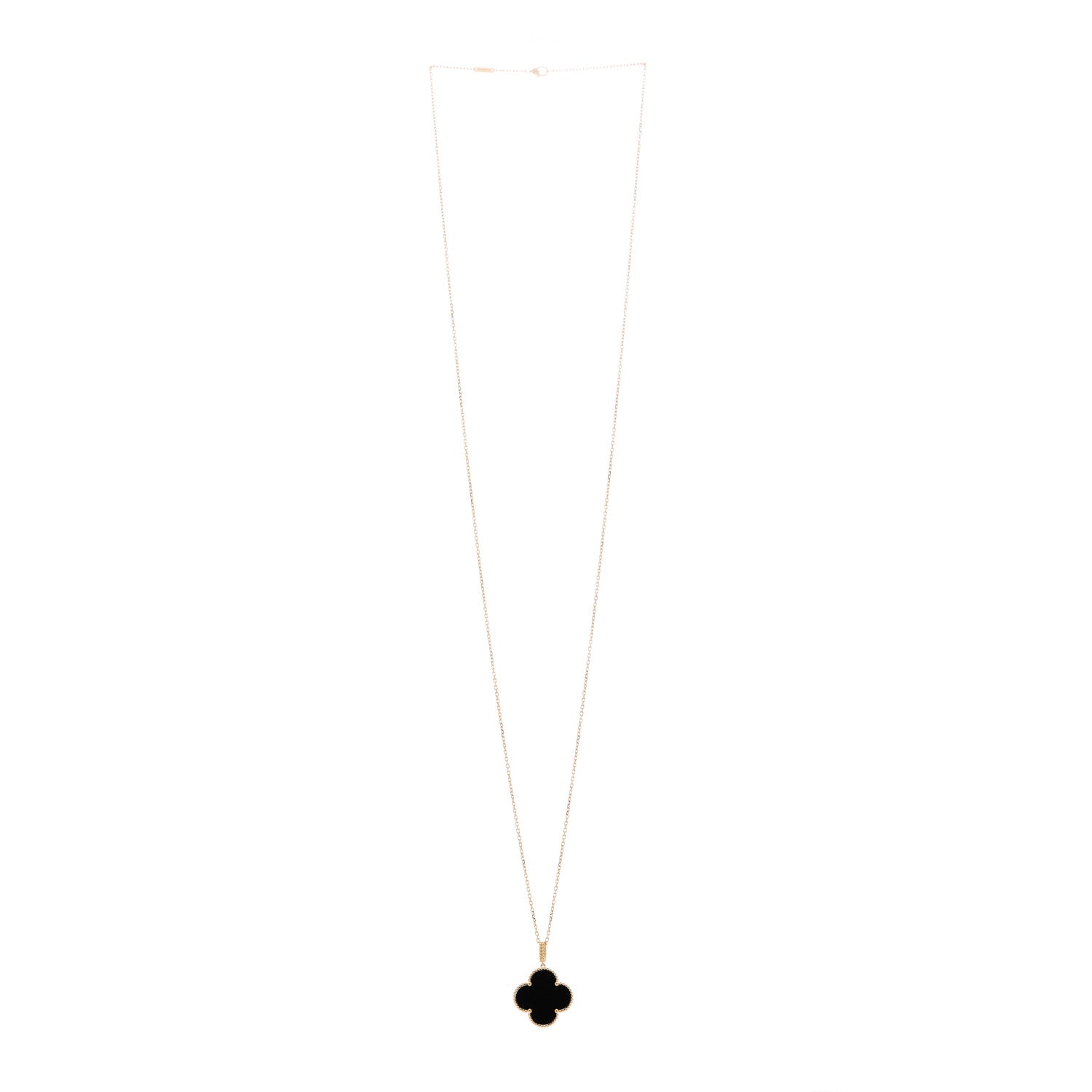 Van Cleef & Arpels 18K Yellow Gold Black Onyx Magic Alhambra Pendant Necklace 3 of 7