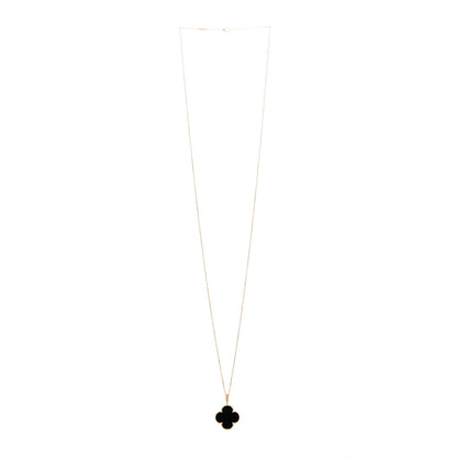 Van Cleef & Arpels 18K Yellow Gold Black Onyx Magic Alhambra Pendant Necklace 3 of 7