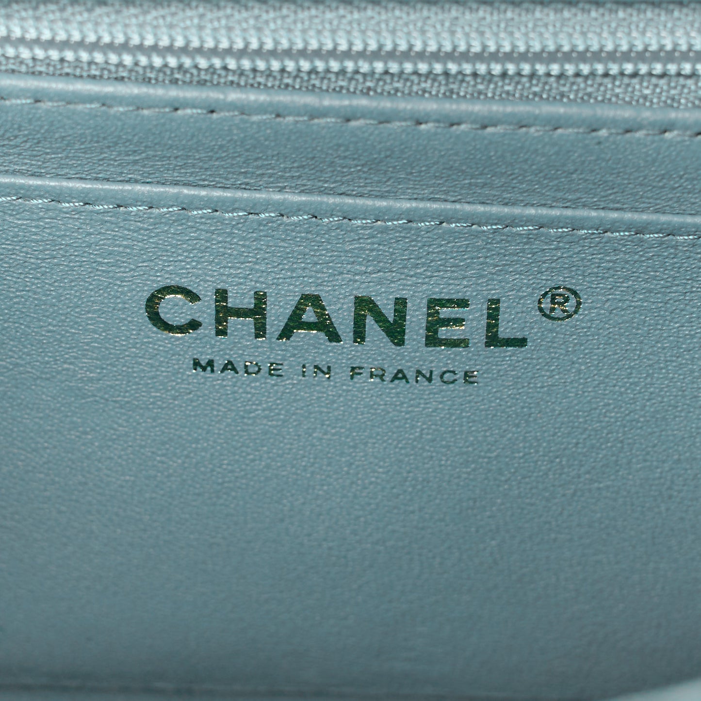 Lambskin Quilted Mini Rectangular Flap Green Blue