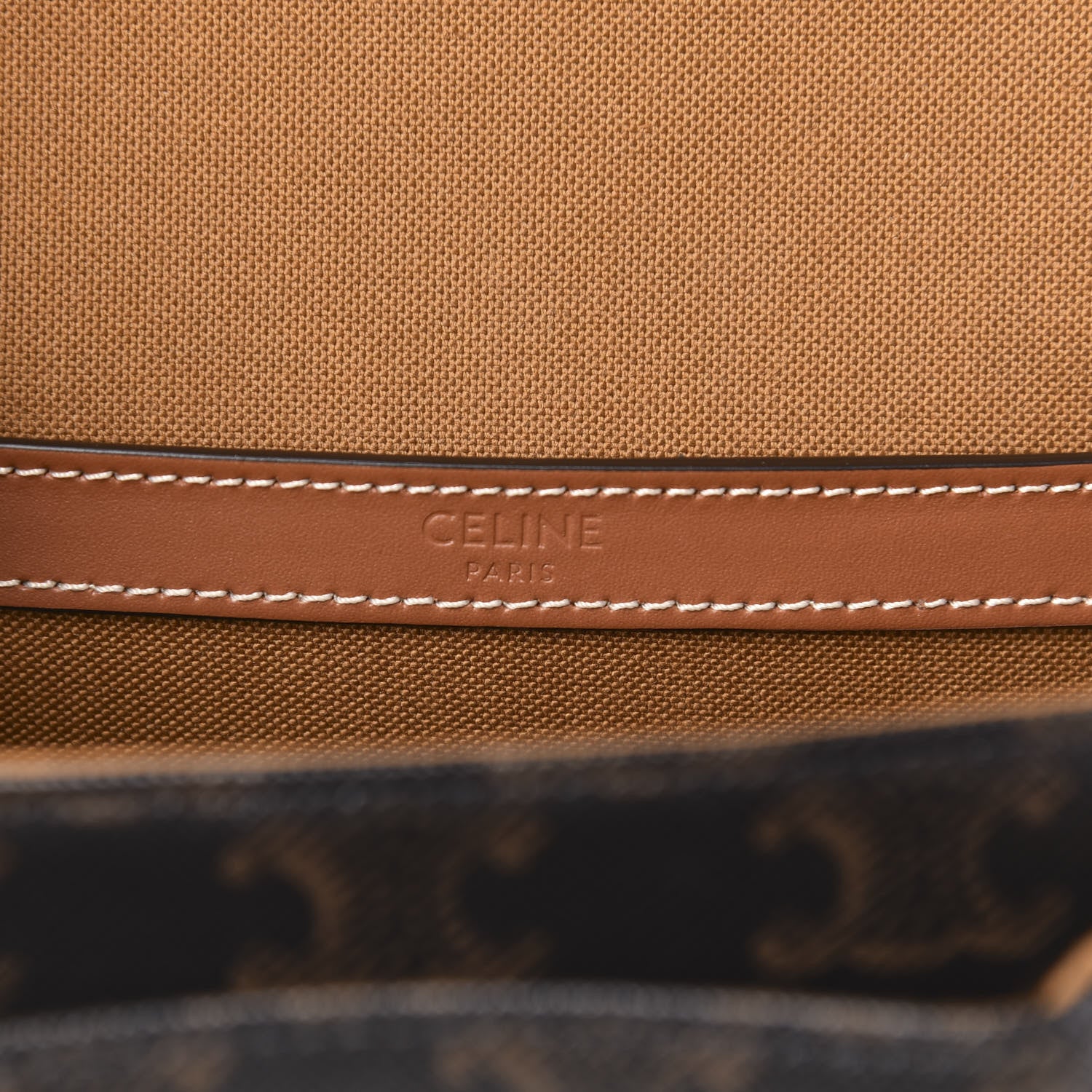 Celine Triomphe Canvas Medium Folco Bag Tan 6 of 9