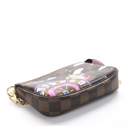 Louis Vuitton Damier Ebene 2020 Christmas Animation Big Wheel Mini Pochette Accessories Rose Ballerine 4 of 10
