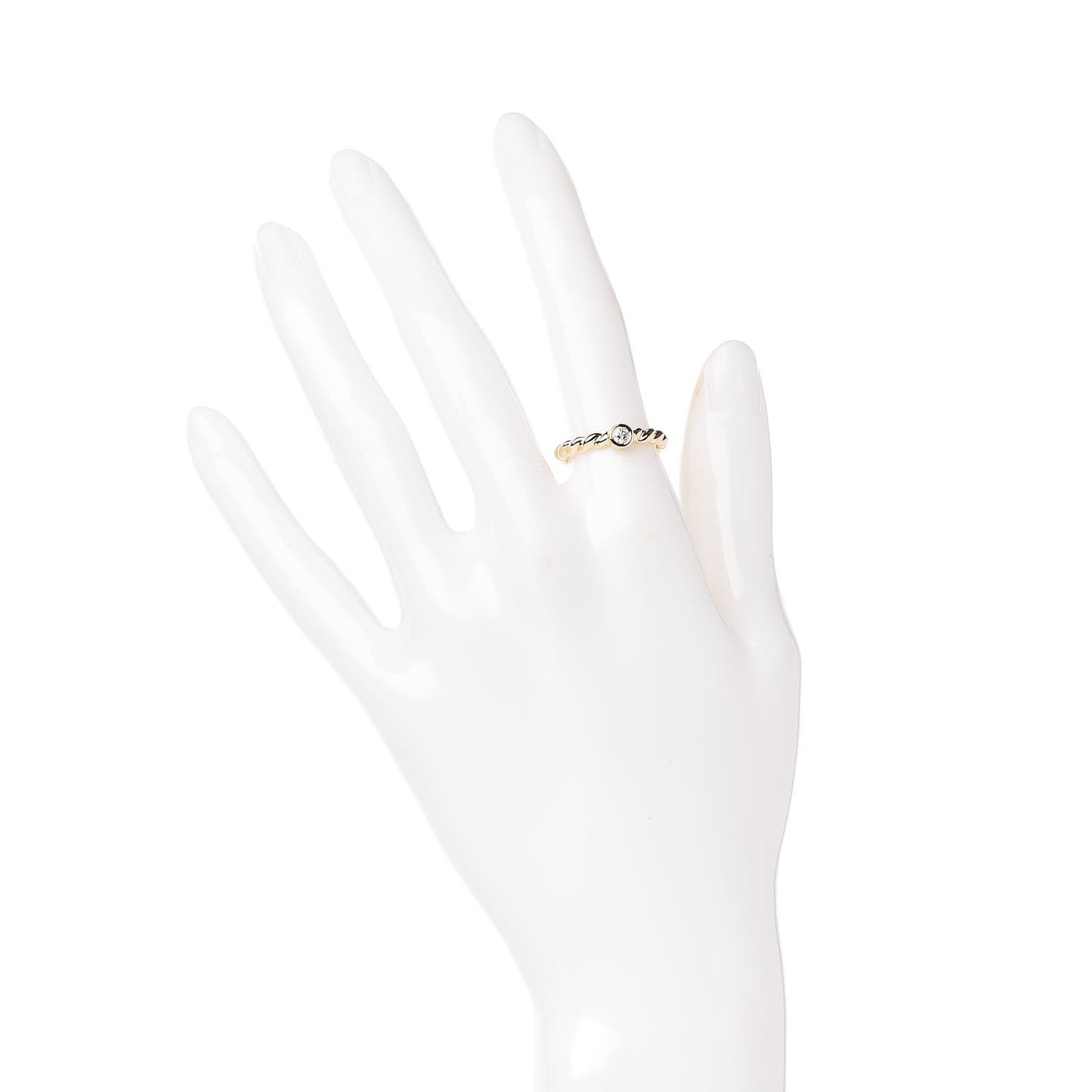 18K Yellow Gold Diamond Twist Solitaire Ring 52 6