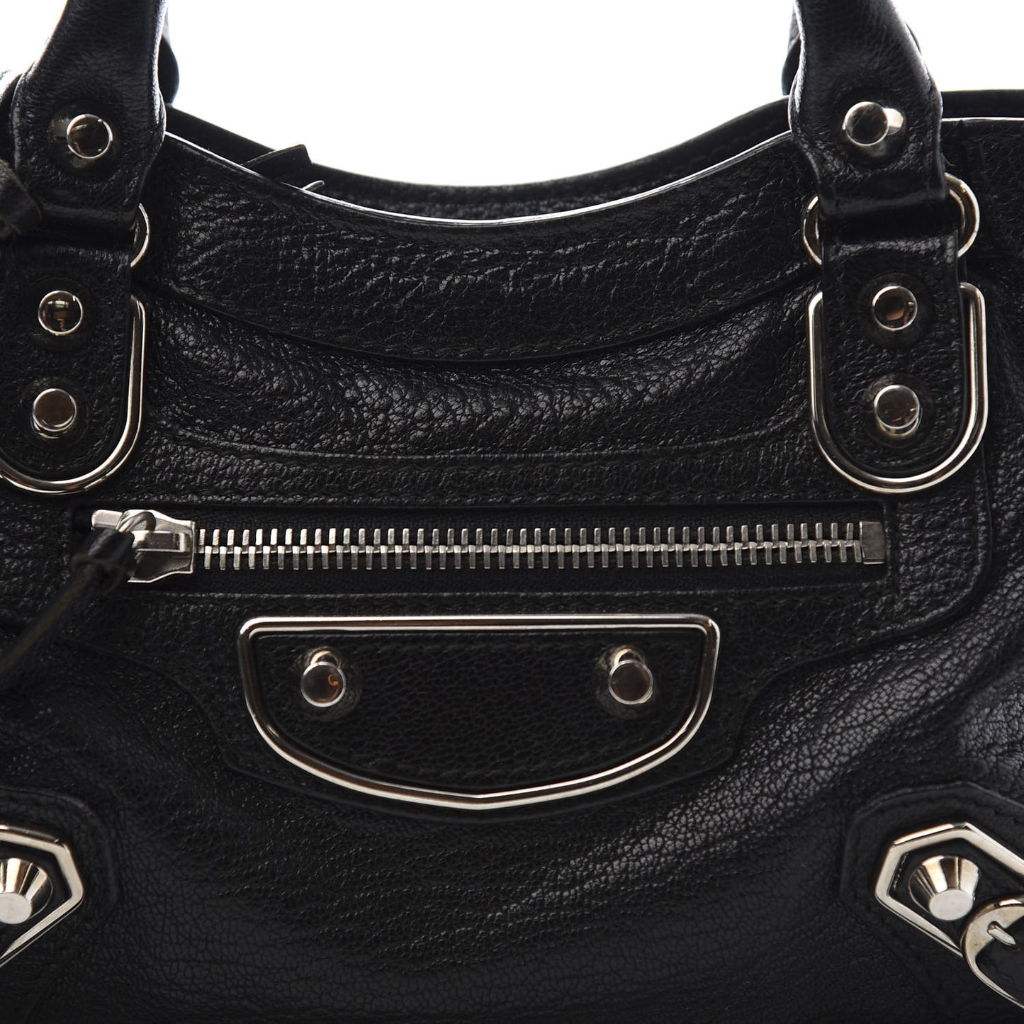 Chevre Silver Metallic Edge Hardware Mini City Black